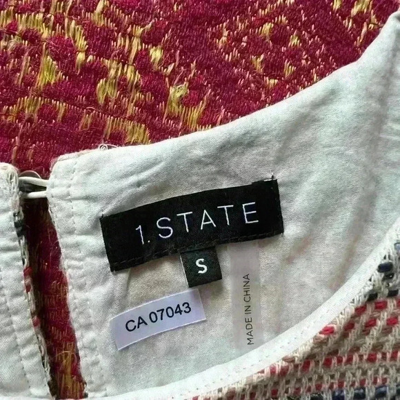 NWT 1. State Women’s Gypsy Night Boho Tweed White  Pink Stylish Summer Top Small - Picture 10 of 12